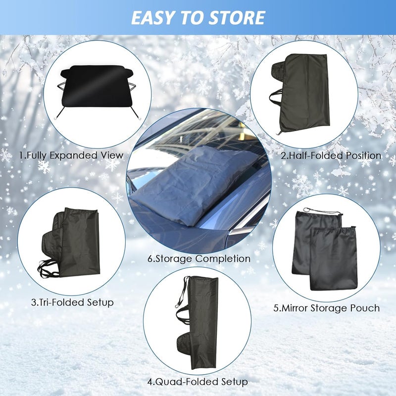 SLOGENTO Windshield Cover for Ice and Snow for 2016-2024 2025 2026 Mercedes-Benz Metris Van Windshield Covers SagProof Protector fits Metris Accessories Sunscreen Snow Cover with Rear Mirror Cover - Image 5